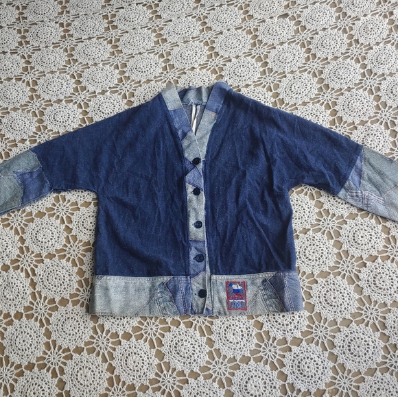 RARE Vintage Handmade Denim Style Cardigan - Picture 3 of 7